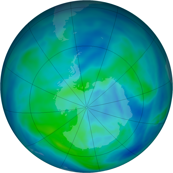Antarctic ozone map for 17 March 2008